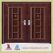Low price double leaf steel security door made by China manufacturer