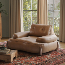 Luxury Classic Style Solid Wooden Genuine Leather Couches for Living Room