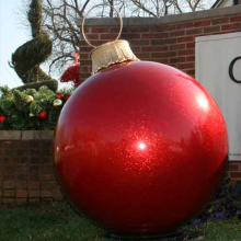 Glossy Red Fiberglass Christmas Balls for Commercial Festival Displays