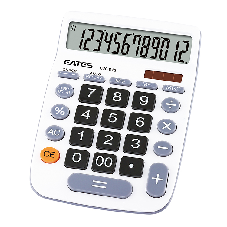 Customized popular promotion calculator of 12 digit with check and correct function solar calculator CX-813