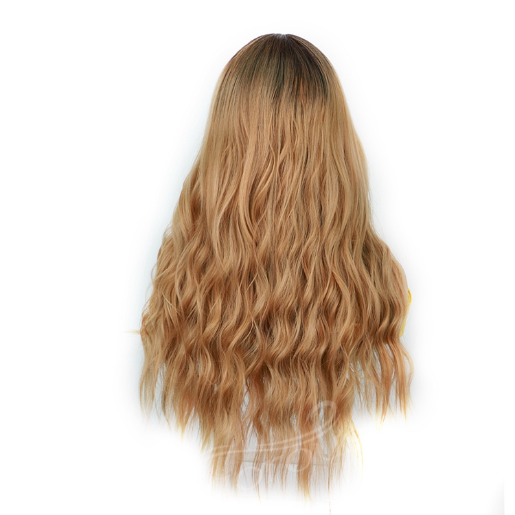 For Black Women Hot Selling Long Body Wave Vendor Ombre Light Blonde Dark Root Heat Resistant Fiber Synthetic Lace Hair Wigs