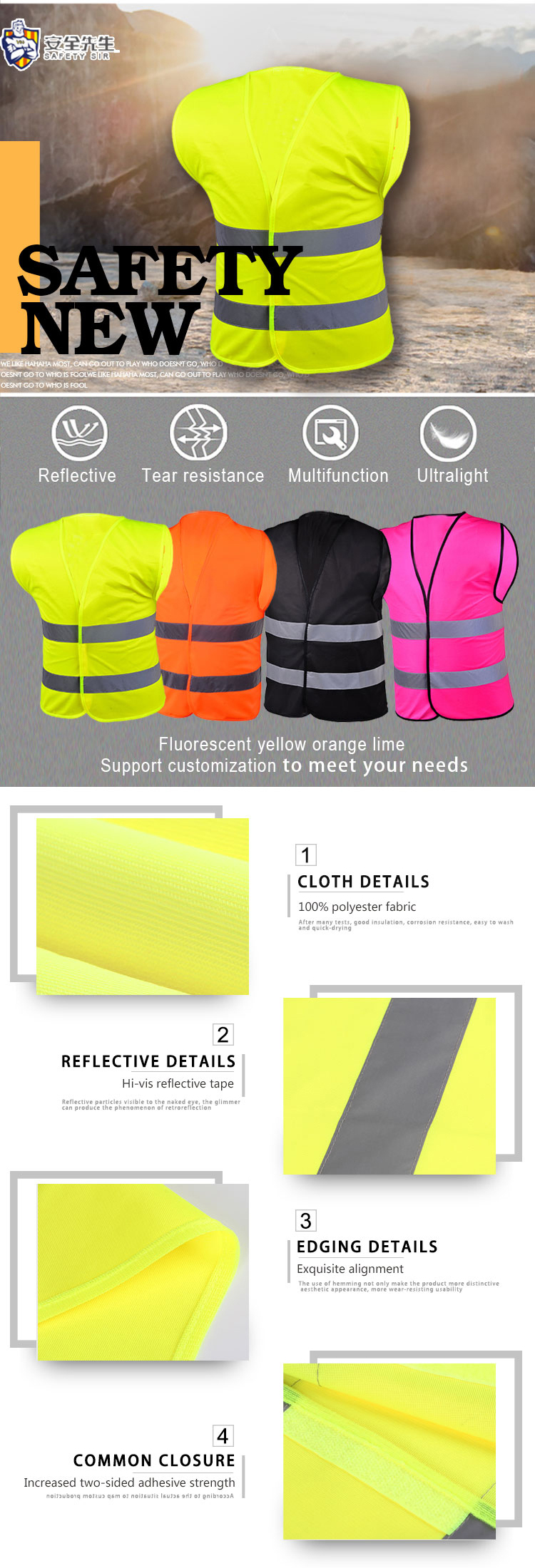 High Visibility Safety Vests ANSI Reflective Safety Vests
