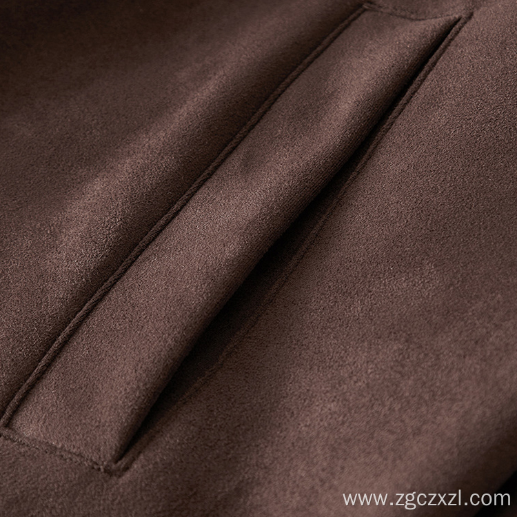 Autumn winter suede zip coat