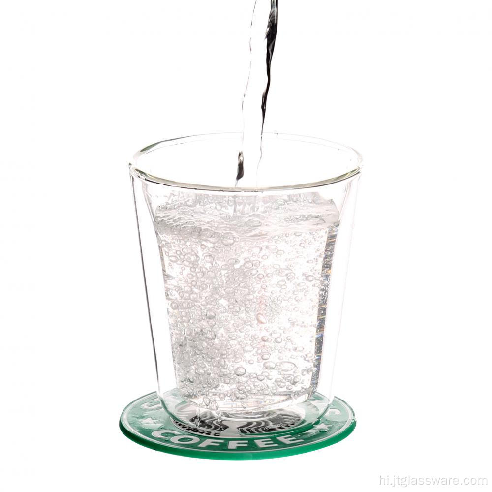 माउथब्लाऊन हीट रेसिस्टेंट डबल वॉल ग्लास कप