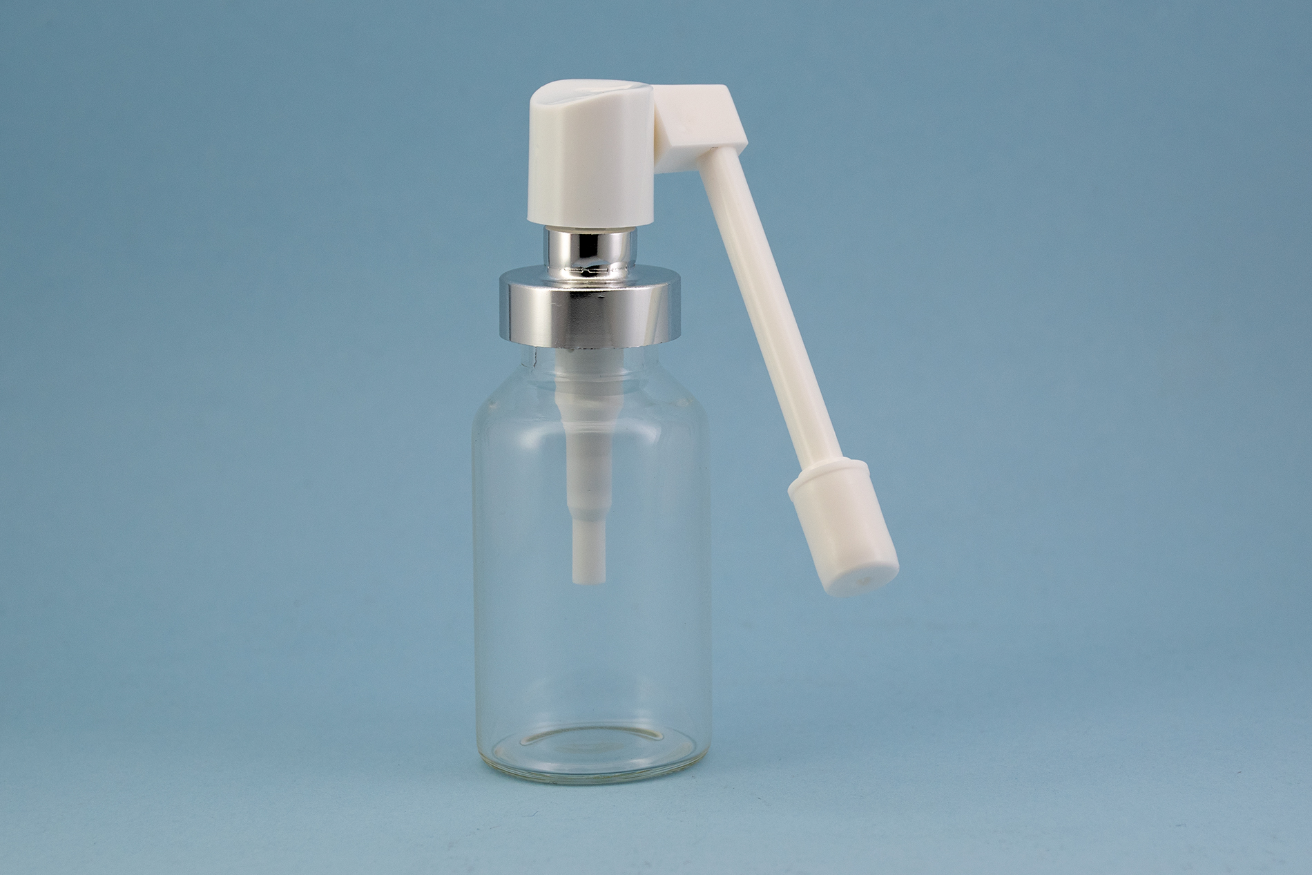 مضخة تجعيد فضية لامعة مقاس 20 مم مع بخاخ فموي طبي بفوهة طويلة 20 mm shiny silver crimp pump with long nozzle medical oral sprayer