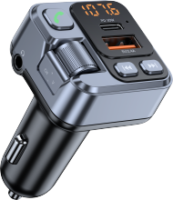 Hands-Free Car Kit with LED Display, FM Transmitter, Fast Charging, and Bluetooth Receiver