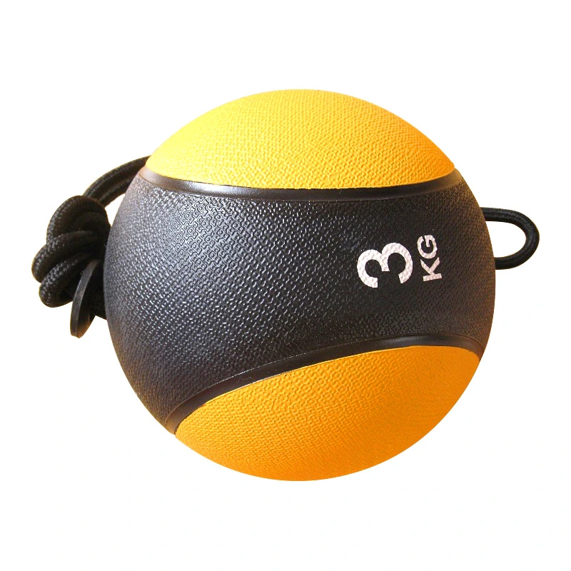 Yellow Rubber Medicine Ball with Rope