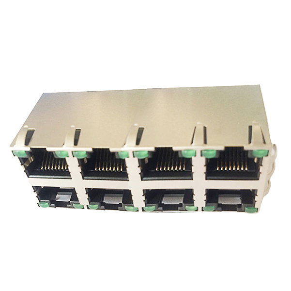 RJ45 CONNECTOR 2X4 POORT MET LED EMI