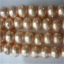10mm Light Pink Shell Pearls Beads with 4 Crystal Beads for Sale