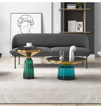 Modern side table 2pcs glass round coffee table