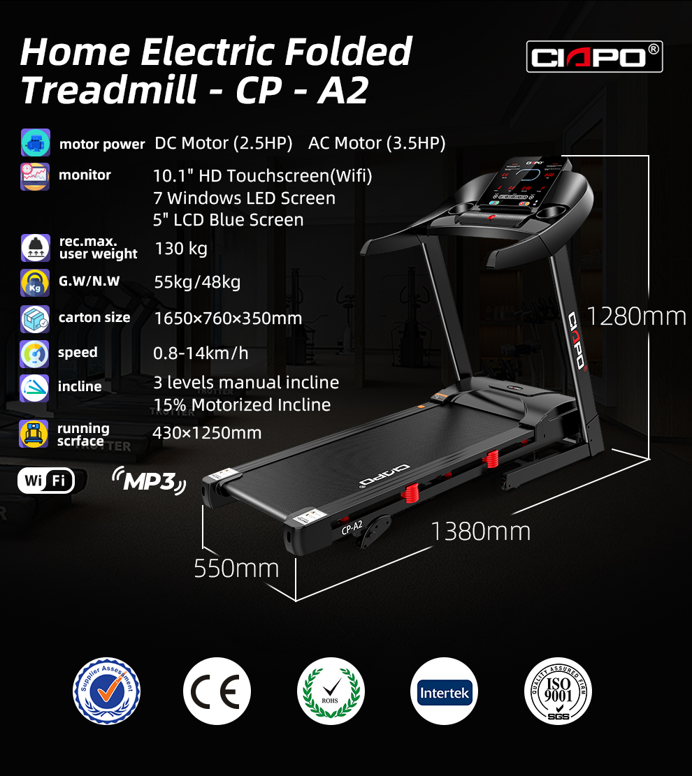 3 level manual incline dc motor electric cheap running machine folding treadmill Tapis roulant