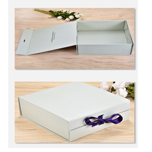 Embalagem de presente de luxo em papelão liso personalizado e dobrável caixa magnética branca