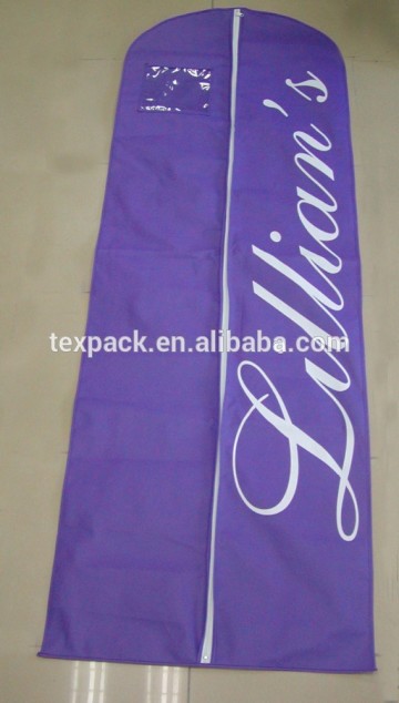 OEM wedding gown garment bag in purple non-woven