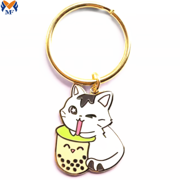 Gifts Metal Custom Logo Cat Entamel Keychain