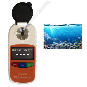 Portable Digital Pocket Saltwater Refractometer - Salinity Meter with Light, 0-100% Specific Gravity Range
