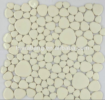 white ceramic pebble mosaic tile for bathroom decoration