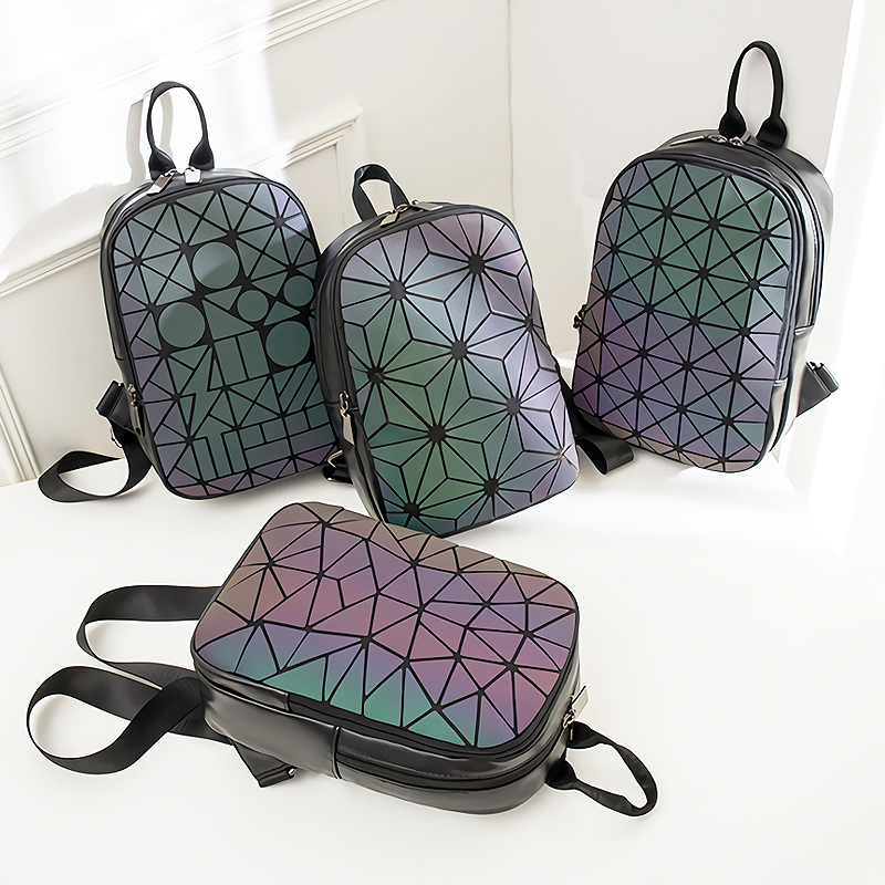 New mini backpack for women geometric rhomboid backpack for men and women portable luminous backpack