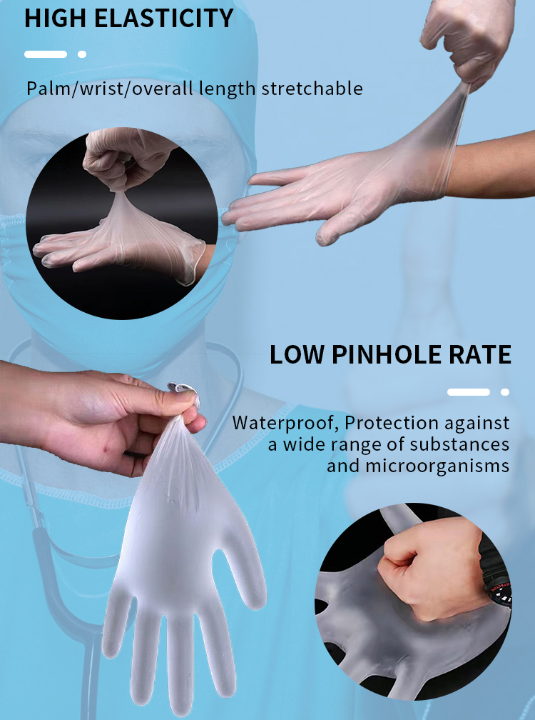 Wholesale Kitchen Household Clean Food Grade Vinyl Gloves Powder Free PVC Gloves