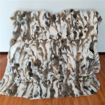 Luxury 160x180cm real genuine Rabbit Fur Throw blanket Bedspread