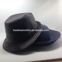 Blank Black Top Cap , Formal Hat For Man , Wedding Hat With Leater