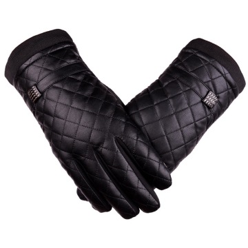 ladies emboridery leather glove with polyster linings