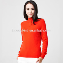 Red Color Short Style Girls Pullover With High Neck