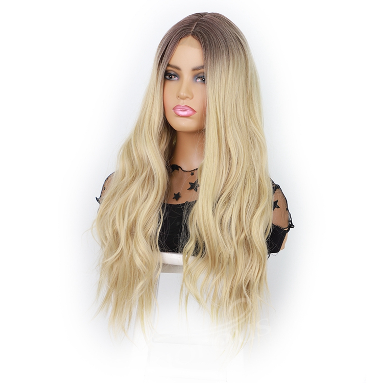 High Quality Wig Good Private Label Cheap Wholesale Price Natural Wave Ombre Blonde Hair Synthetic Hair Wig With Lace