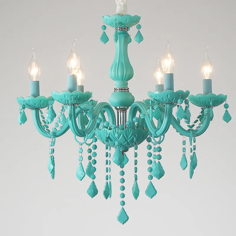 Elegant European Crystal Pendant Light with Vibrant Colors