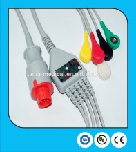 BIONET compatible fixed one-piece 5-lead ECG cable for patient monitor