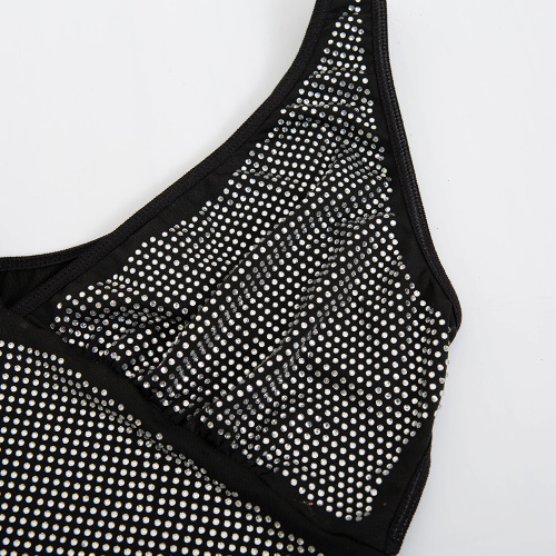 Em estoque Bodysuit de strass popular de uma peça só para mulheres