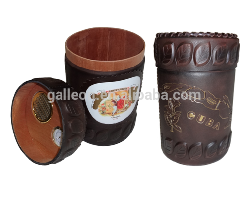 Leather cigar jars cedar wood cuban cigar humidor box