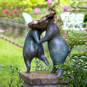 bronze art figurines life size rabbit statue beauty hare sculpture