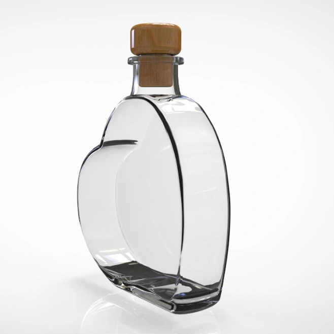 Hot-Selling Luxury Wine Heart-Shaped Glass Bottles with Cork for Vodka