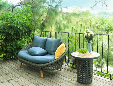 Outdoor Rattan Loveseat with Cushions