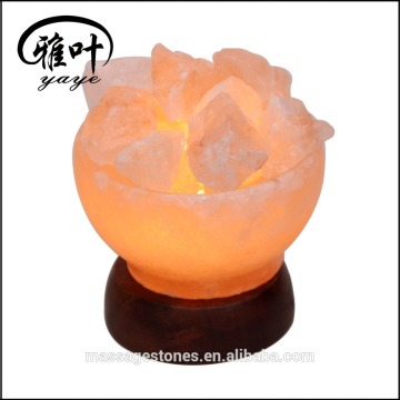 Himalayan Natural Rock Salt Designed Bowl Lamp With Salt Chunks