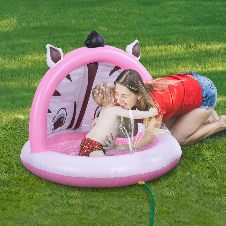 Piscina de chapoteo de cebra rosa inflable Piscina para bebés