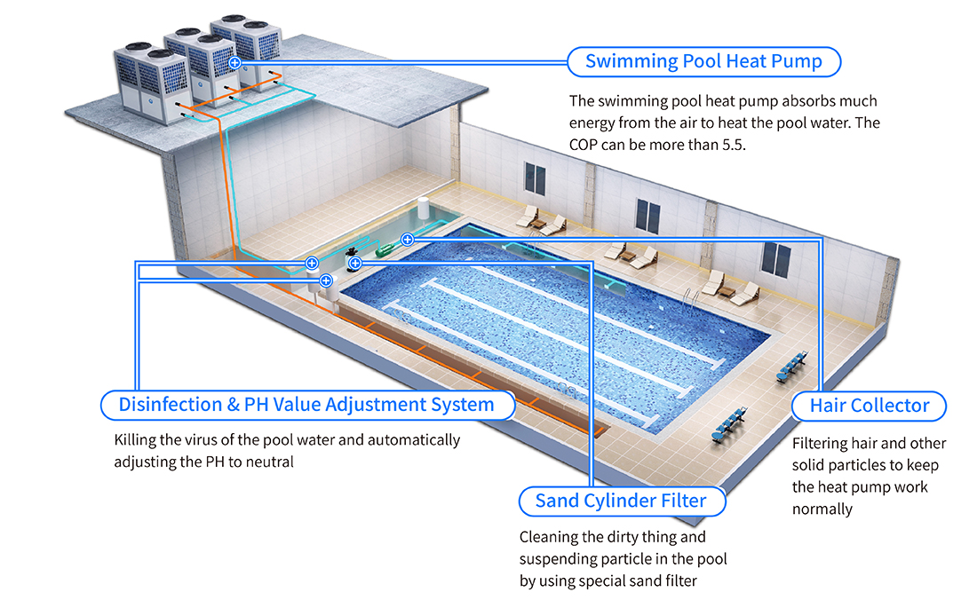 Commercial swimming pool heat pump