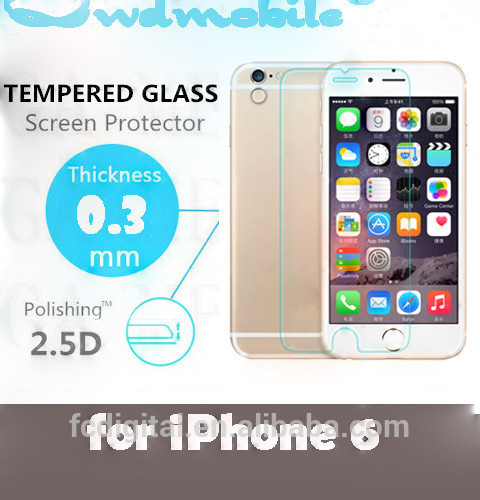 9H hardness HD tempered glass screen protector for iphone 6 0.3mm, anti-oil ,anti-shatter