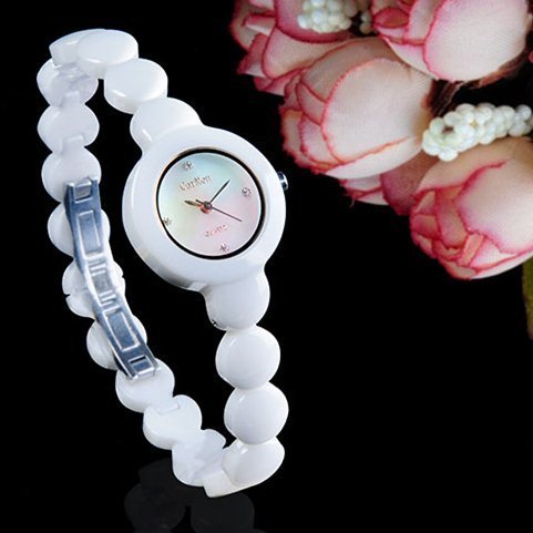 quartz movement women ceramic watch with butterfly clasp