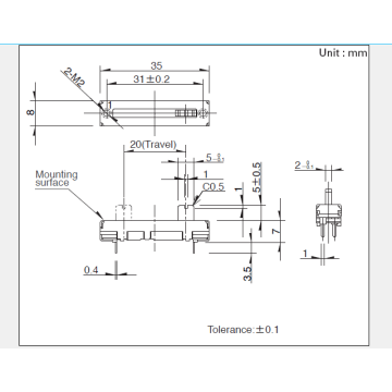 Potencjometr przesuwny serii Rs201