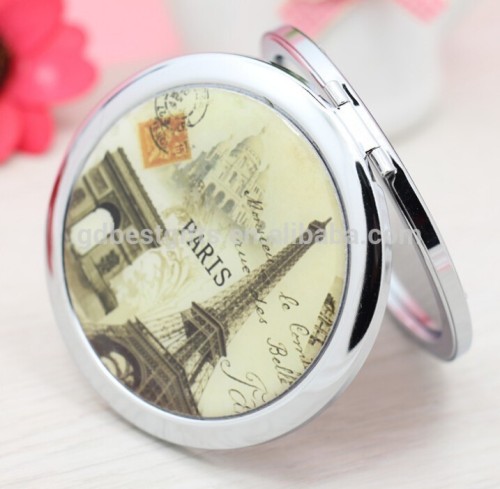 Decorative folded cosmetic compact mirror with custom logo