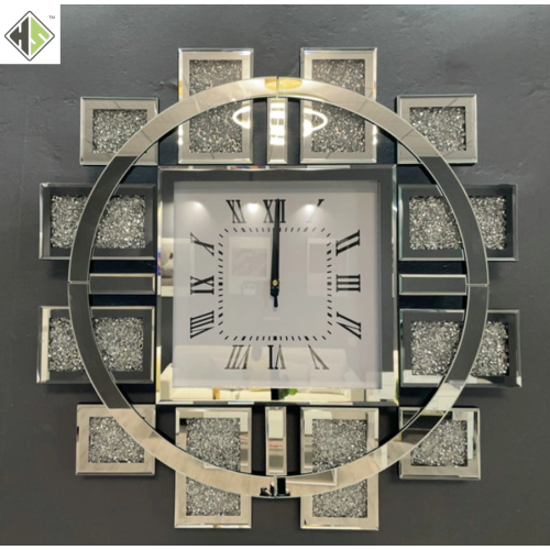 Horloge murale en verre miroir