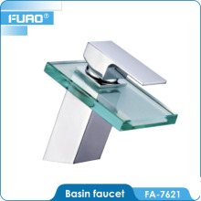 FUAO Square Glass Chrome Waterfall Faucet