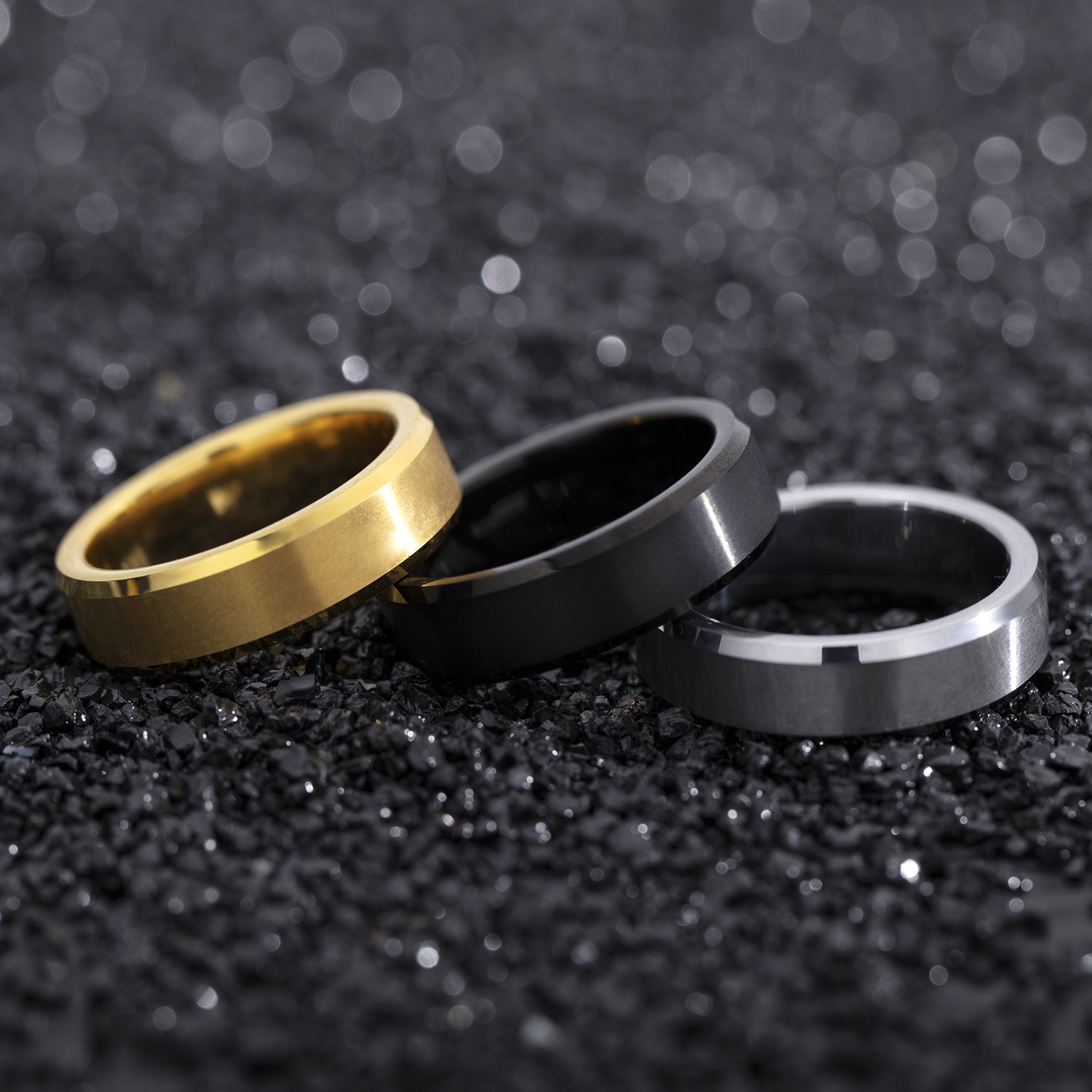 6mm smooth surface stainless steel couple ring gold/black/silver tungsten steel ring for men custom name jewelry wholesale