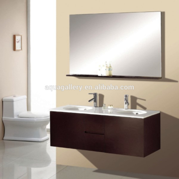 Europe Style Oak Wood Double Sinks Hanging Bathroom Vanity