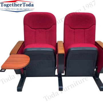 Cinema chair with foldable cushion and cup holder