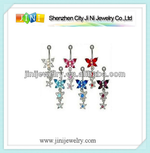 triple butterfly belly button barbells