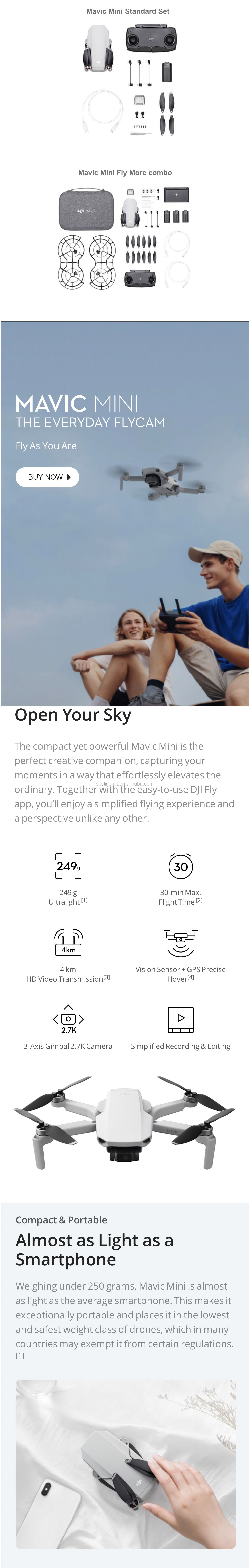 Used DJI Mavic Mini drone with 2.7k camera is Minimum mavic drone flight time 30 minutes original brand