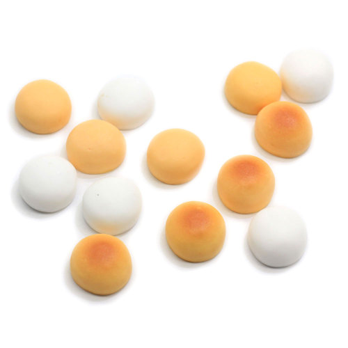 Kawaii 3D White Orange Steamed Bun 100pce Resin Simulation Food Cabochon Beads Children Dollhouse Toys Photo Props Diy Art Deco