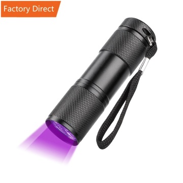 9LED 395nm UV LED Flashlight - Mini Torch for Money Authentication & White Light